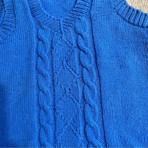 HANDMADE boys' light blue cardigan pull over V neck knitted, M 80's 3D Y2K retro - Picture 9 of 9